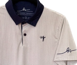 Boston Scott Golf Youth Performance Polo Micro Dot White/Navy L EUC - Picture 1 of 4