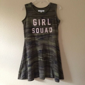 Camo Dress Girls 8/10 Camouflage Skater Green Brown Tank Style Girl Squad  - Picture 1 of 4