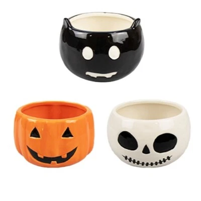 Pumpkin Skull Cat Bowl Halloween Party Ceramic Snack Bowls Reusable Tableware - Image 1 of 4