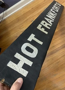 Antique Original RARE Carnival Canvas Hot Frankforts Dogs Trade Sign on Wood - Picture 1 of 23