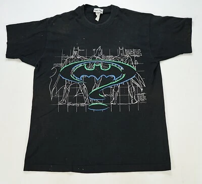 Rare Vintage JERRY LEIGH Batman Forever 1995 Batsuit Blueprint T Shirt 90s OSFA - Image 1 of 4