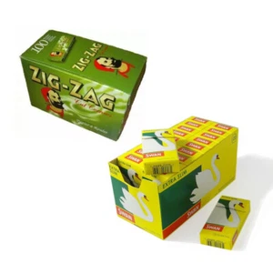 Box of Zig Zag Green Cut Corner Rolling Papers & Swan Extra Slim Filter Tips - Picture 1 of 1