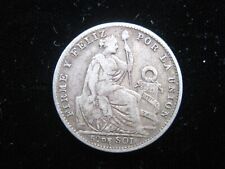 PERU 1/5 SOL 1907 FG SILVER PERUANA LIMA 7110# WORLD SHIPPING MONEY COIN