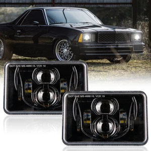 Pair 4x6" Inch LED Rectangle Headlights High/Low Sealed Beam For Chevy Camaro - Picture 1 of 9