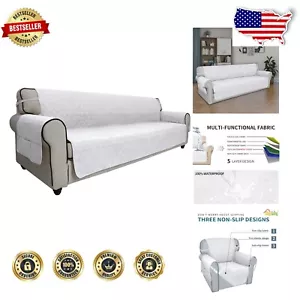 Non-Slip Elastic Sofa Slipcover: Machine Washable Protector for 4-Cushion Sofas - Picture 1 of 9
