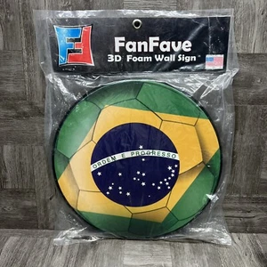 Vintage FanFave Brazil Soccer Futbol 3D Foam Wall Sign NOS In Package RARE HTF - Picture 1 of 17