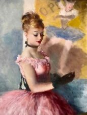 FRIED PAL (1893-1976),STUNNING OPERA BLACK GLOVES OIL ON CANVAS,SIGNED,EXCELLENT