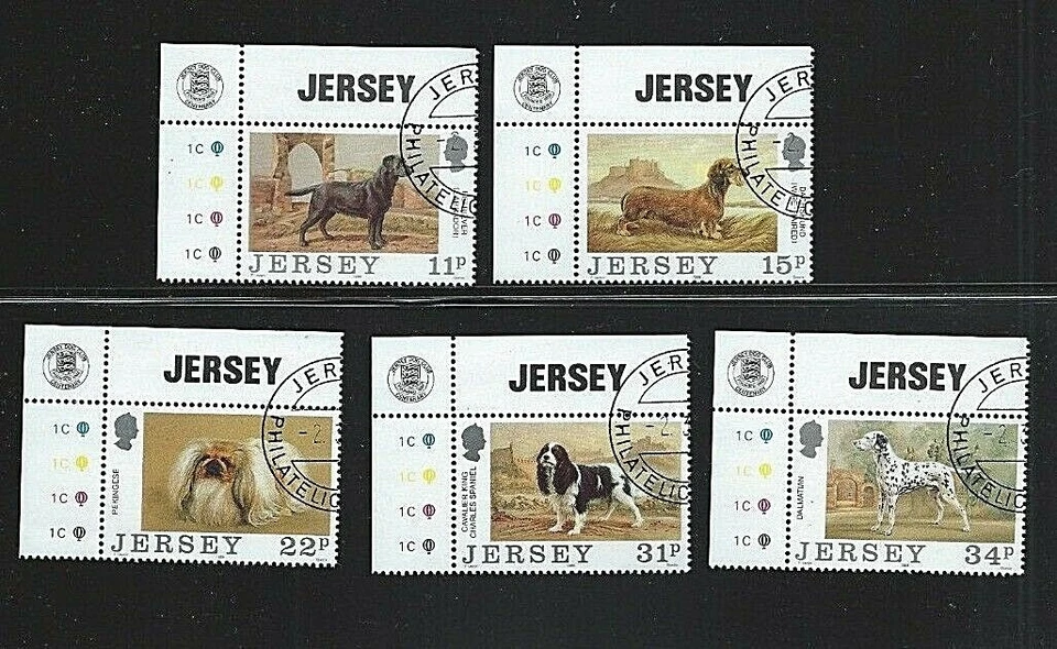 JERSEY 1988  SG 438/42 Corner Margin Traffic Light Set - DOG CLUB - CTO - Image 1 of 1