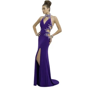 Blush Prom Alexia Amethyst Purple Sparkling Beaded Choker Formal Dress Size 8 - Picture 1 of 12