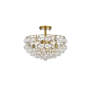 Elegant Lighting Savannah 3 Light 16" Flush Mount, Brass - 1107F16BR - Picture 1 of 1
