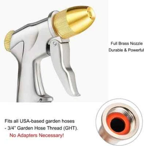 Upgraded Garden Hose Nozzle Sprayer, 100% Heavy Duty Metal, 4 Spraying Modes - Picture 1 of 3