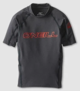 $98 O'Neill Kid's Boys Slim Fit Gray Stretch Short-Sleeve Crew-Neck Rashguard 12 - Picture 1 of 1