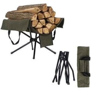 Camping Firewood Rack Foldable Large Capacity Aluminum Frame and Canvas Bag - Picture 1 of 19