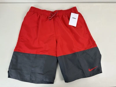 Nike Volley 5 Bañador Hombre Talla Pequeña Pantalones Cortos Gris Rojo NESSB450-614 NUEVO NUEVO CON ETIQUETAS Foto 1 de 4