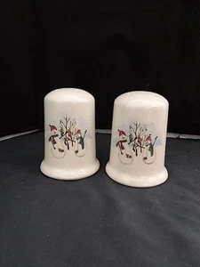Royal Seasons Christmas Salt and Pepper Shakers Snowmen Stoneware - Picture 1 of 4