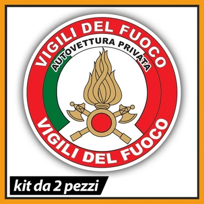 ADESIVI VIGILI DEL FUOCO Auto Privata – Kit 2 Pezzi – Ø 8 cm – Da Interno Vetro - Immagine 1 di 4