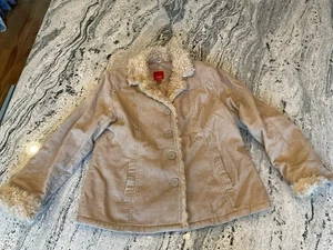 Vintage Y2K Espirit Corduroy Sherpa Trimmed jacket Coat L Penny Lane - Picture 1 of 9