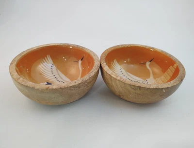 Juego de 2 Mini Cuencos Danica Studio 4" Madera de Mango - Grúas y Nubes Foto 1 de 4