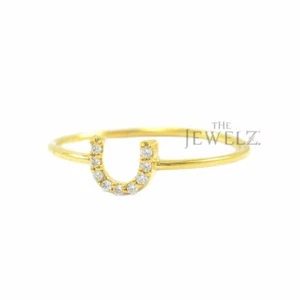 14K Gold 0.09 CT VS/F-G Diamond Horseshoe Ring Size - 3 to 8 US-For Gifting - Picture 1 of 3