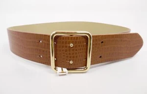 A New Day Chic Women's Double Center Prong Belt - M - Cognac Croc - Picture 1 of 3