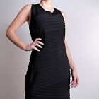 Calvin Klein Sleeveless Sheath Dress Black Size 12 Bandage Pleats Stretch Jersey