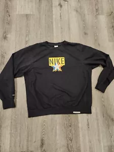 Nike Sweatshirt Mens Large Black Long Sleeve Pullover Crewneck Tristar Swoosh - Picture 1 of 15