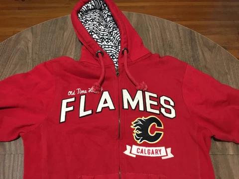 Old Time Hockey Calgary Flames Medium Red Zip Up Hoodie Sweatshirt NHL +Tags Cover