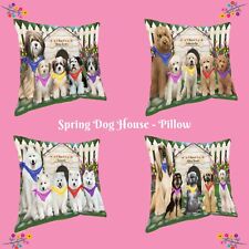Spring Dog House Pillow, Dogs, Cats, Pet Photo Lovers Pillow Gifts, Dog Pillow