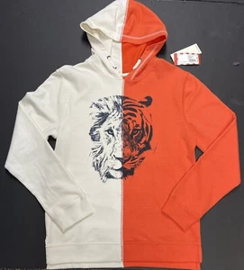Cat & Jack Youths TIGER Color Blocked Orange /Ivory Hoodie Sweatshirt Size: XL - Picture 1 of 10
