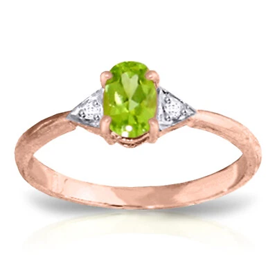 18K. SOLID GOLD RING WITH DIAMONDS & PERIDOT (Rose Gold) - Image 1 of 4
