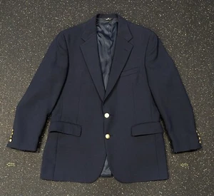 VTG Chaps Ralph Lauren Mens Navy Blue Union USA Blazer Sport Coat Jacket 42-43L - Picture 1 of 19