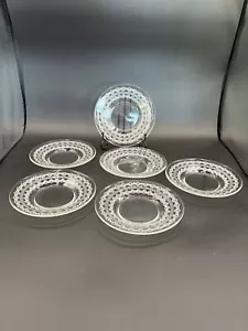 Set Of 6 Needlepoint Engraved Crystal 6” Desert Plates - Picture 1 of 5