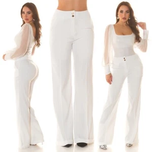 Gorgeous White High Waist Wide Leg Women’s Pants ~Large - Picture 1 of 10