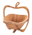 Apple Shaped Bamboo Folding Decorative Wooden Traditional Fruit Bowl Basket