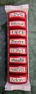 8 self inking stamp set VALENTINES holiday Crafting letters kids CARDS LIVE LOVE - Picture 1 of 7
