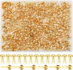 300Pcs Brass Fasteners Scrapbooking Brads round Head Brass Plated Fasteners for - Picture 1 of 12