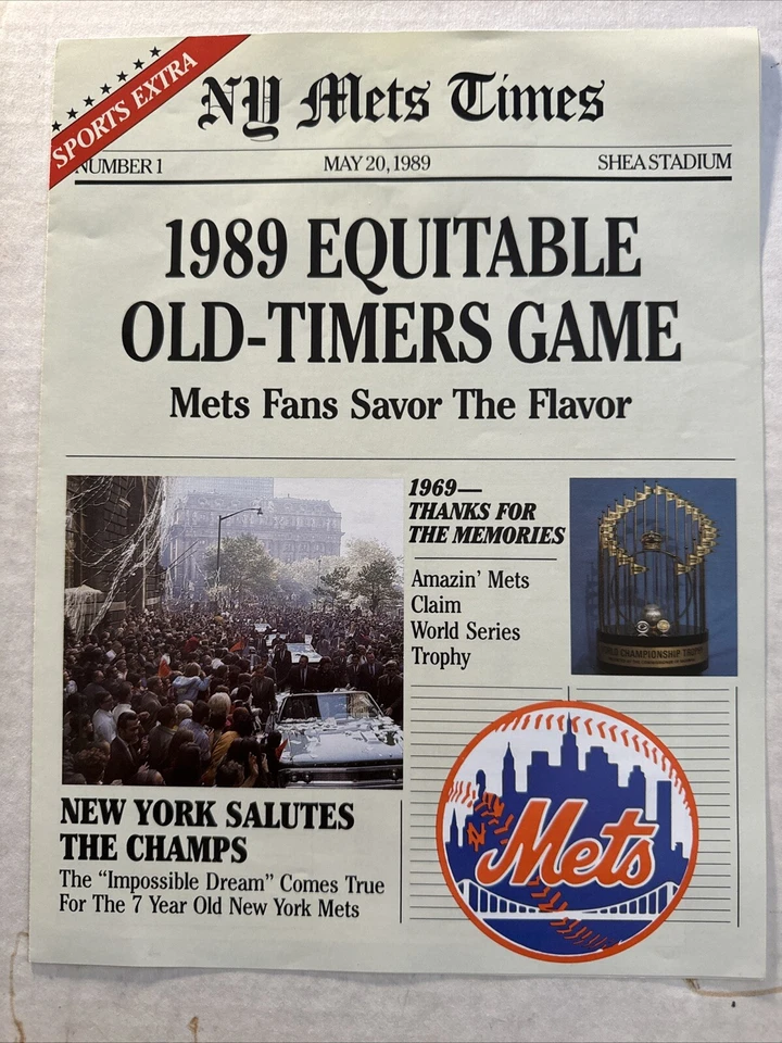 1989 New York Mets Old Timers Game - 5/20/89 Shea Stadium - Official Scorecard - Image 1 of 1