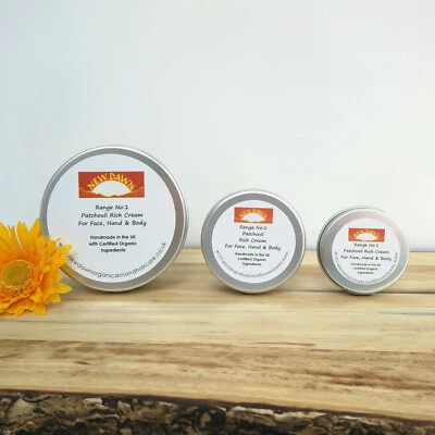 PATCHOULI RICH CREAM-New Dawn Organic Dry Skin Moisturiser for Face Body & Hands