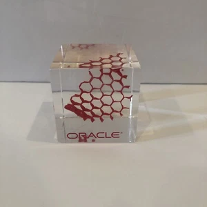vintage Oracle cube lucite paper weight Red Honeycomb No Chips Or Cracks - Picture 1 of 12