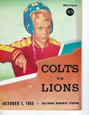 1955 10/1 football program, Baltimore Colts Detroit Lions GdDC Bobby Layne 2 TD - Image 1 of 2