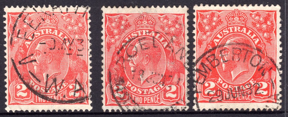 KGV 2d Red Australia MEEKATHARRA ROELANDS & PEMBERTON  WA CDS - Image 1 of 1