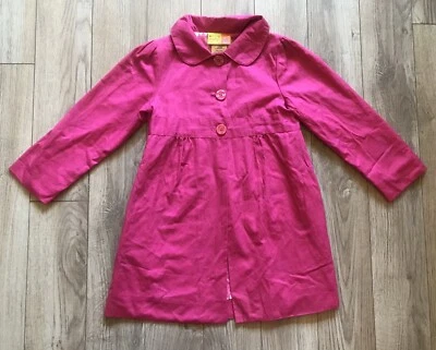 Abrigo Chaqueta Ligero Penelope Mack Niña 4T Rosa Brillante Forro Floral 3 Botones Foto 1 de 4