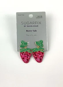 SUGARFIX by BaubleBar Crystal Strawberry Earrings Berry Tale NWT - Picture 1 of 3