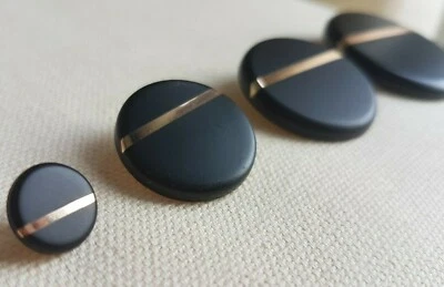 LUXURY METAL BLACK & GOLD BUTTONS – ROUND, STRIPE, 11MM, 23MM, 30MM, 40MM, UK - Image 1 of 4