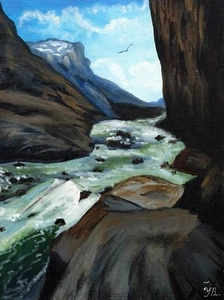 Kunst, Gemälde, "Mountain River" - Giclée auf Leinwand 9" x 12" von Yelena Berzon - Bild 1 von 1