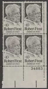US 1526 Robert Frost 10c plate block 4 LR 34883 MNH 1974 - Picture 1 of 1