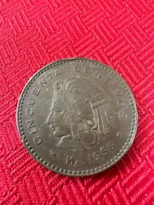 Mexican Collector Coin 50 Cinquenta Centavos Bronze 1956 Estados Unidos Mexico - Picture 1 of 2