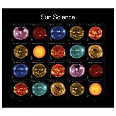 SUN SCIENCE US SOLAR PHASES OF ENERGY 2021 SCOTT #5598-5607 FOREVER STAMP SHEET - Image 1 of 2