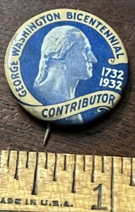 George Washington Bicentennial, 1932, Contributor, Pinback Button, Whitehead & Hoag - Bild 1 von 4