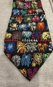Nicole Miller Vintage 1995 Silk Necktie Fireworks America July 4th Patriotic - Picture 1 of 6